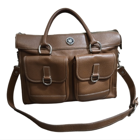 Vintage Dooney and Bourke Chestnut Double Pocket Satchel/Tote - Picture 1 of 11